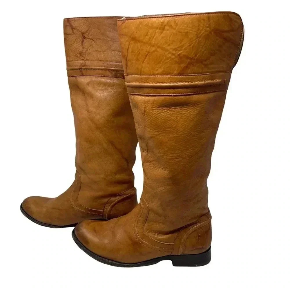 Frye Melissa Tan Leather Pull On Boots Size 7 1/2 B